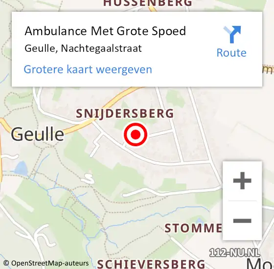 Locatie op kaart van de 112 melding: Ambulance Met Grote Spoed Naar Geulle, Nachtegaalstraat op 1 september 2014 18:02