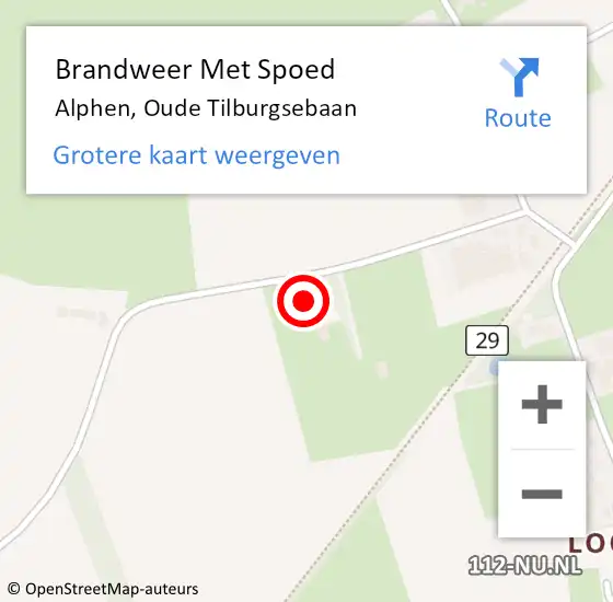 Locatie op kaart van de 112 melding: Brandweer Met Spoed Naar Alphen, Oude Tilburgsebaan op 15 juli 2023 09:00