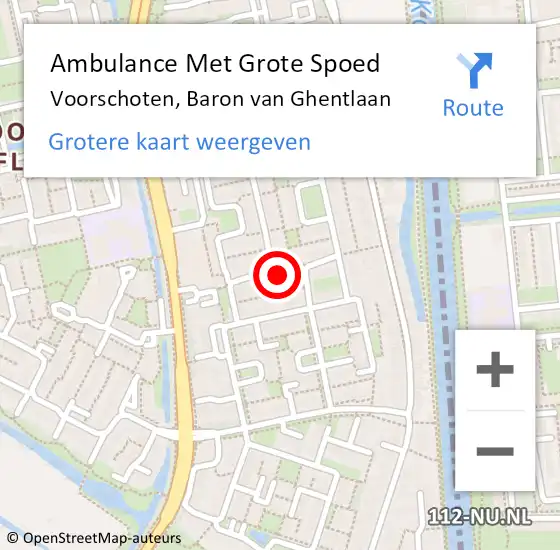 Locatie op kaart van de 112 melding: Ambulance Met Grote Spoed Naar Voorschoten, Baron van Ghentlaan op 15 juli 2023 09:02