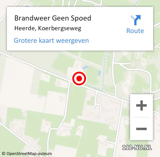 Locatie op kaart van de 112 melding: Brandweer Geen Spoed Naar Heerde, Koerbergseweg op 15 juli 2023 10:00