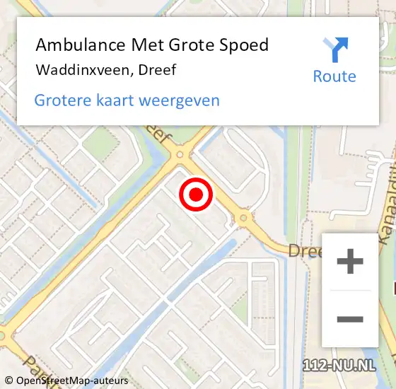 Locatie op kaart van de 112 melding: Ambulance Met Grote Spoed Naar Waddinxveen, Dreef op 15 juli 2023 10:01