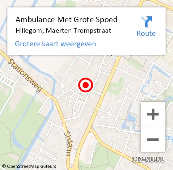 Locatie op kaart van de 112 melding: Ambulance Met Grote Spoed Naar Hillegom, Maerten Trompstraat op 15 juli 2023 10:59