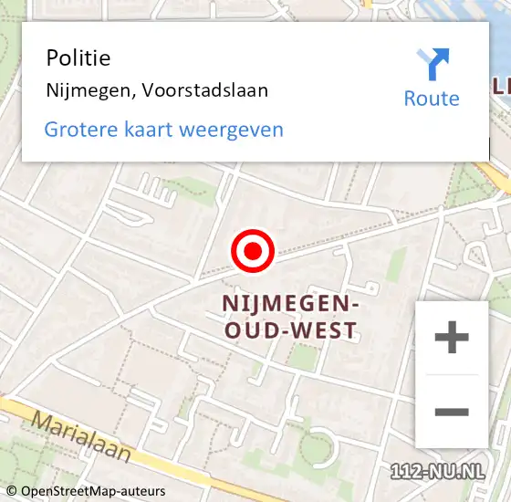 Locatie op kaart van de 112 melding: Politie Nijmegen, Voorstadslaan op 15 juli 2023 11:05