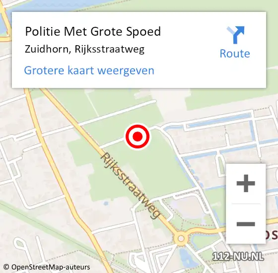 Locatie op kaart van de 112 melding: Politie Met Grote Spoed Naar Zuidhorn, Rijksstraatweg op 15 juli 2023 11:07