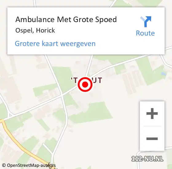 Locatie op kaart van de 112 melding: Ambulance Met Grote Spoed Naar Ospel, Horick op 15 juli 2023 11:09