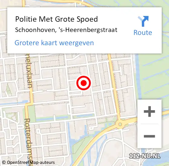 Locatie op kaart van de 112 melding: Politie Met Grote Spoed Naar Schoonhoven, 's-Heerenbergstraat op 15 juli 2023 11:12