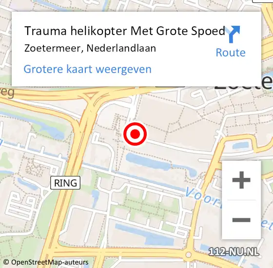 Locatie op kaart van de 112 melding: Trauma helikopter Met Grote Spoed Naar Zoetermeer, Nederlandlaan op 15 juli 2023 11:14