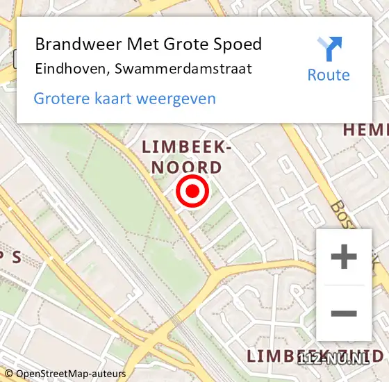 Locatie op kaart van de 112 melding: Brandweer Met Grote Spoed Naar Eindhoven, Swammerdamstraat op 15 juli 2023 11:21