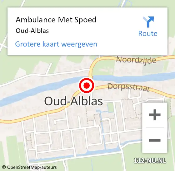 Locatie op kaart van de 112 melding: Ambulance Met Spoed Naar Oud-Alblas op 15 juli 2023 11:25