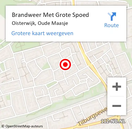 Locatie op kaart van de 112 melding: Brandweer Met Grote Spoed Naar Oisterwijk, Oude Maasje op 15 juli 2023 11:28