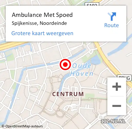 Locatie op kaart van de 112 melding: Ambulance Met Spoed Naar Spijkenisse, Noordeinde op 15 juli 2023 11:58