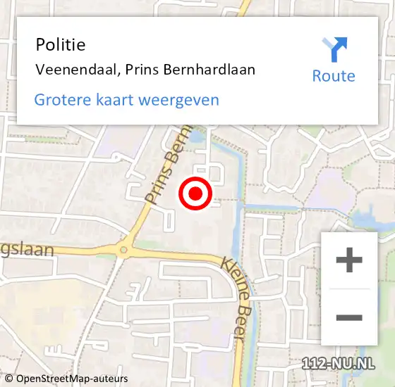 Locatie op kaart van de 112 melding: Politie Veenendaal, Prins Bernhardlaan op 15 juli 2023 12:15