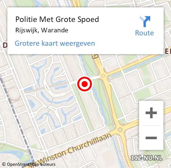 Locatie op kaart van de 112 melding: Politie Met Grote Spoed Naar Rijswijk, Warande op 15 juli 2023 12:20