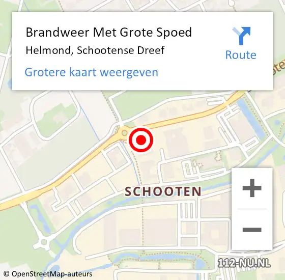 Locatie op kaart van de 112 melding: Brandweer Met Grote Spoed Naar Helmond, Schootense Dreef op 15 juli 2023 12:29