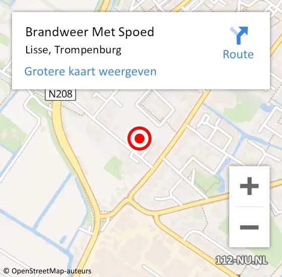 Locatie op kaart van de 112 melding: Brandweer Met Spoed Naar Lisse, Trompenburg op 15 juli 2023 13:14