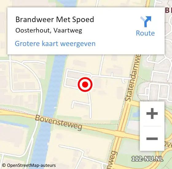 Locatie op kaart van de 112 melding: Brandweer Met Spoed Naar Oosterhout, Vaartweg op 15 juli 2023 13:15