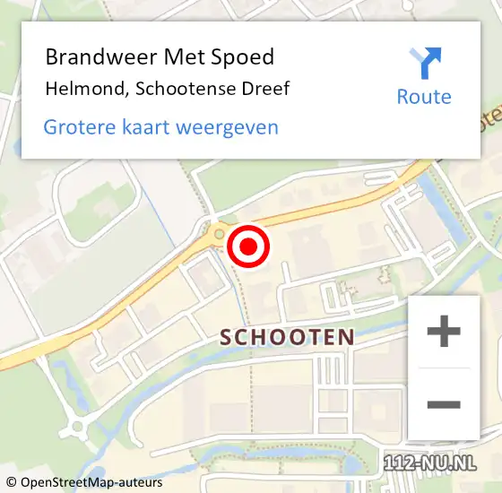 Locatie op kaart van de 112 melding: Brandweer Met Spoed Naar Helmond, Schootense Dreef op 15 juli 2023 13:17