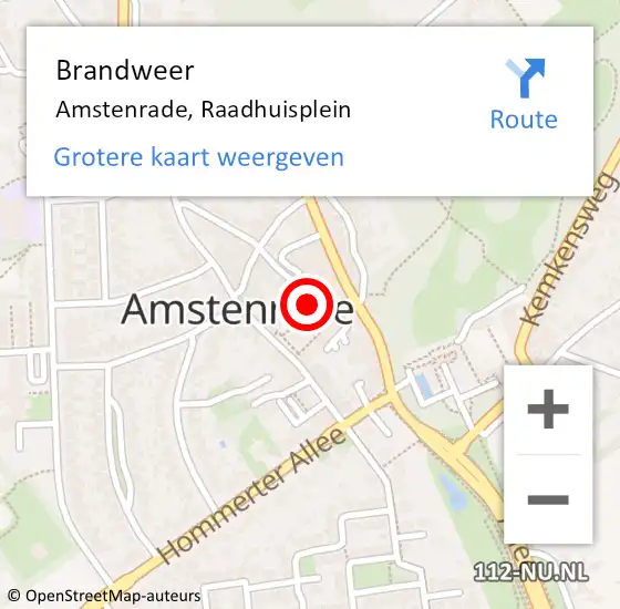 Locatie op kaart van de 112 melding: Brandweer Amstenrade, Raadhuisplein op 1 september 2014 18:15