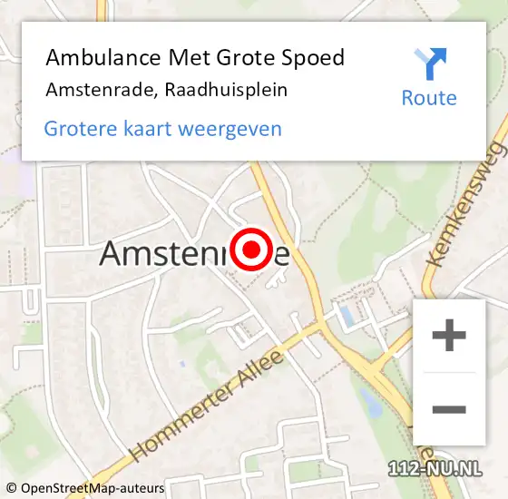 Locatie op kaart van de 112 melding: Ambulance Met Grote Spoed Naar Amstenrade, Raadhuisplein op 1 september 2014 18:16