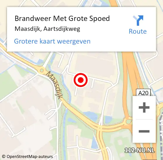 Locatie op kaart van de 112 melding: Brandweer Met Grote Spoed Naar Maasdijk, Aartsdijkweg op 15 juli 2023 13:51