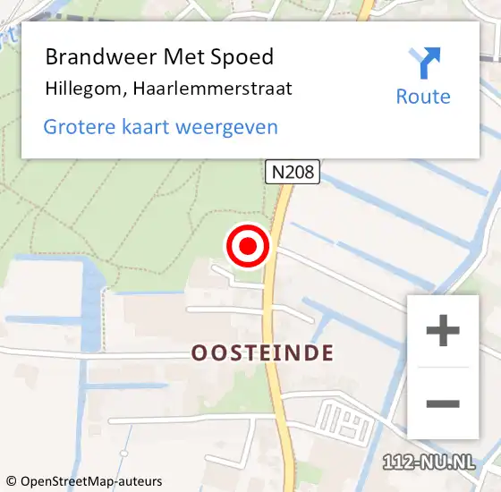 Locatie op kaart van de 112 melding: Brandweer Met Spoed Naar Hillegom, Haarlemmerstraat op 15 juli 2023 13:52