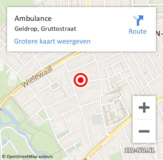 Locatie op kaart van de 112 melding: Ambulance Geldrop, Gruttostraat op 1 september 2014 18:17