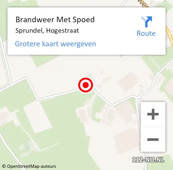 Locatie op kaart van de 112 melding: Brandweer Met Spoed Naar Sprundel, Hogestraat op 15 juli 2023 14:20
