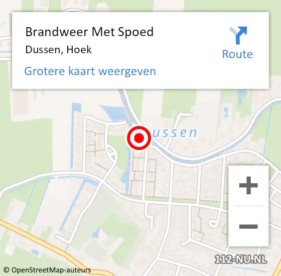 Locatie op kaart van de 112 melding: Brandweer Met Spoed Naar Dussen, Hoek op 15 juli 2023 14:34