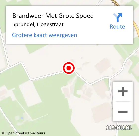 Locatie op kaart van de 112 melding: Brandweer Met Grote Spoed Naar Sprundel, Hogestraat op 15 juli 2023 14:39