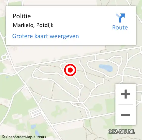 Locatie op kaart van de 112 melding: Politie Markelo, Potdijk op 15 juli 2023 14:41