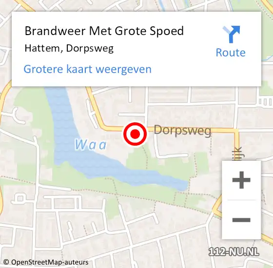 Locatie op kaart van de 112 melding: Brandweer Met Grote Spoed Naar Hattem, Dorpsweg op 15 juli 2023 14:48