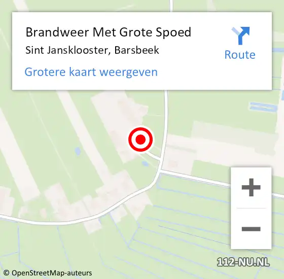 Locatie op kaart van de 112 melding: Brandweer Met Grote Spoed Naar Sint Jansklooster, Barsbeek op 1 september 2014 18:24