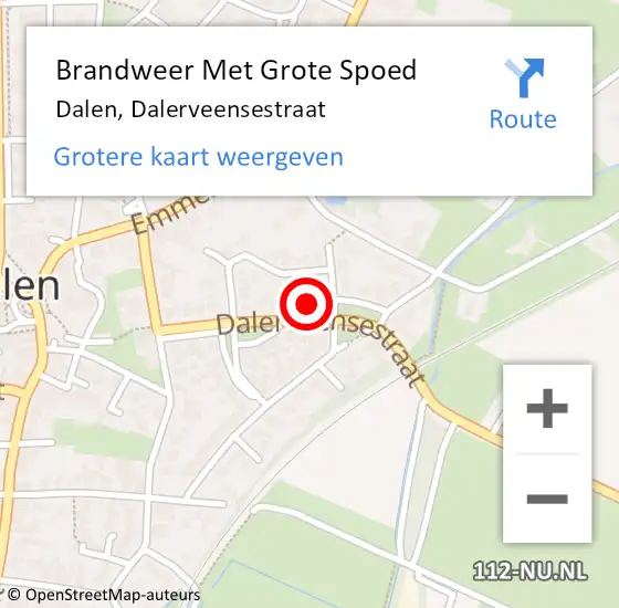 Locatie op kaart van de 112 melding: Brandweer Met Grote Spoed Naar Dalen, Dalerveensestraat op 15 juli 2023 14:55