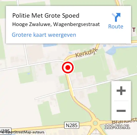 Locatie op kaart van de 112 melding: Politie Met Grote Spoed Naar Hooge Zwaluwe, Wagenbergsestraat op 15 juli 2023 15:00