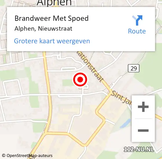 Locatie op kaart van de 112 melding: Brandweer Met Spoed Naar Alphen, Nieuwstraat op 15 juli 2023 15:07