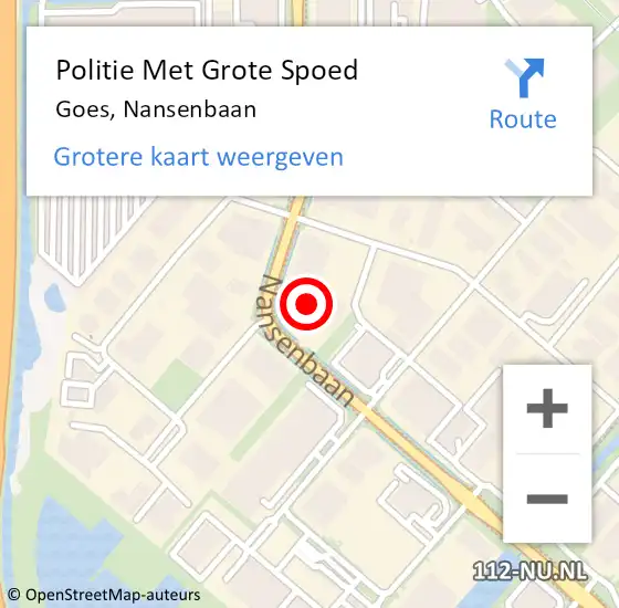 Locatie op kaart van de 112 melding: Politie Met Grote Spoed Naar Goes, Nansenbaan op 15 juli 2023 15:11