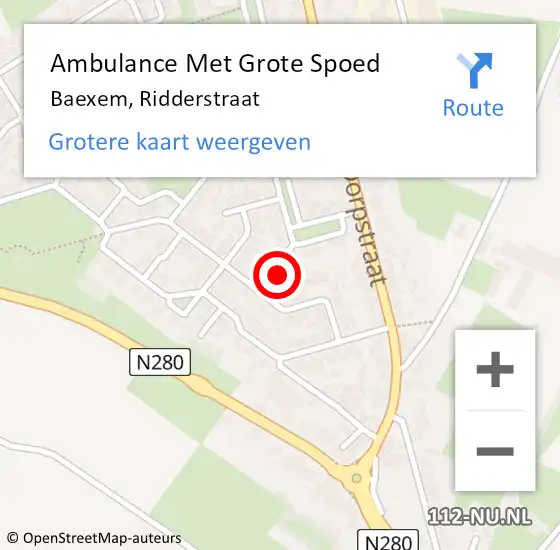 Locatie op kaart van de 112 melding: Ambulance Met Grote Spoed Naar Baexem, Ridderstraat op 15 juli 2023 15:30