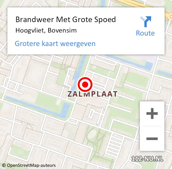 Locatie op kaart van de 112 melding: Brandweer Met Grote Spoed Naar Hoogvliet, Bovensim op 15 juli 2023 15:37