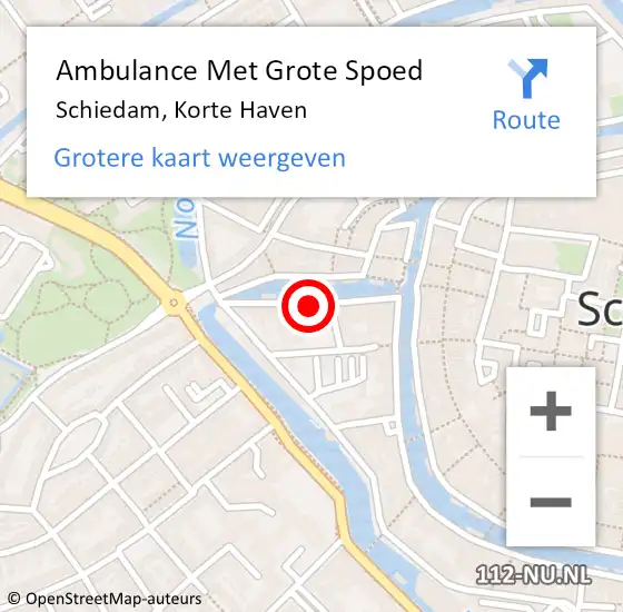Locatie op kaart van de 112 melding: Ambulance Met Grote Spoed Naar Schiedam, Korte Haven op 15 juli 2023 15:40