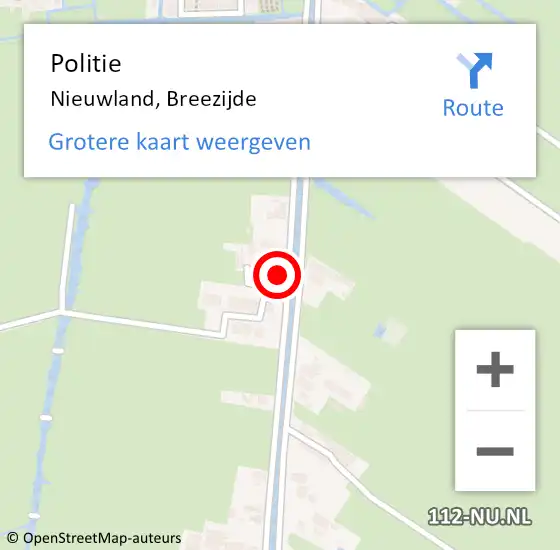 Locatie op kaart van de 112 melding: Politie Nieuwland, Breezijde op 15 juli 2023 15:50