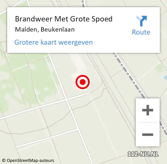 Locatie op kaart van de 112 melding: Brandweer Met Grote Spoed Naar Malden, Beukenlaan op 15 juli 2023 16:01