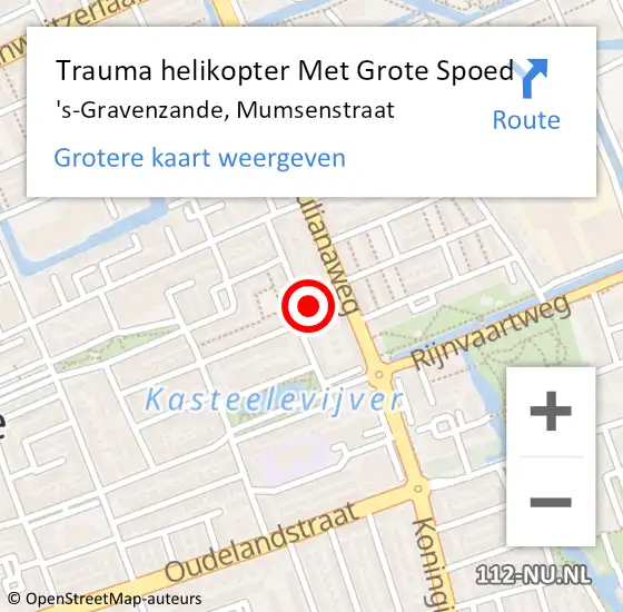 Locatie op kaart van de 112 melding: Trauma helikopter Met Grote Spoed Naar 's-Gravenzande, Mumsenstraat op 15 juli 2023 16:09