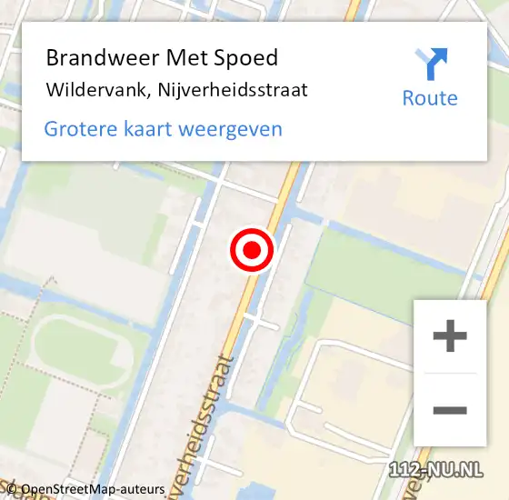 Locatie op kaart van de 112 melding: Brandweer Met Spoed Naar Wildervank, Nijverheidsstraat op 15 juli 2023 16:17