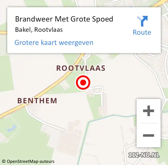 Locatie op kaart van de 112 melding: Brandweer Met Grote Spoed Naar Bakel, Rootvlaas op 15 juli 2023 16:19