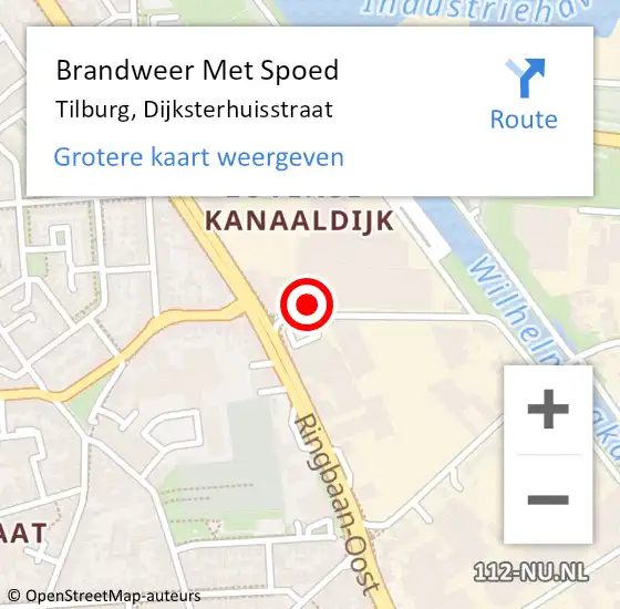 Locatie op kaart van de 112 melding: Brandweer Met Spoed Naar Tilburg, Dijksterhuisstraat op 15 juli 2023 16:26