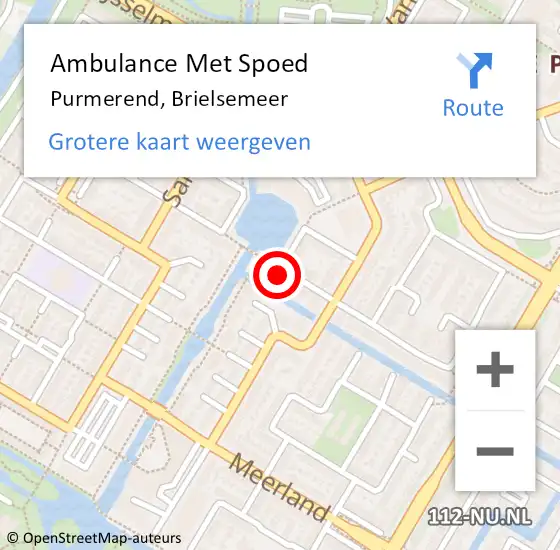 Locatie op kaart van de 112 melding: Ambulance Met Spoed Naar Purmerend, Brielsemeer op 15 juli 2023 16:27