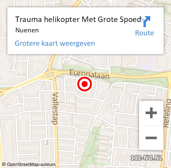 Locatie op kaart van de 112 melding: Trauma helikopter Met Grote Spoed Naar Nuenen op 15 juli 2023 16:27