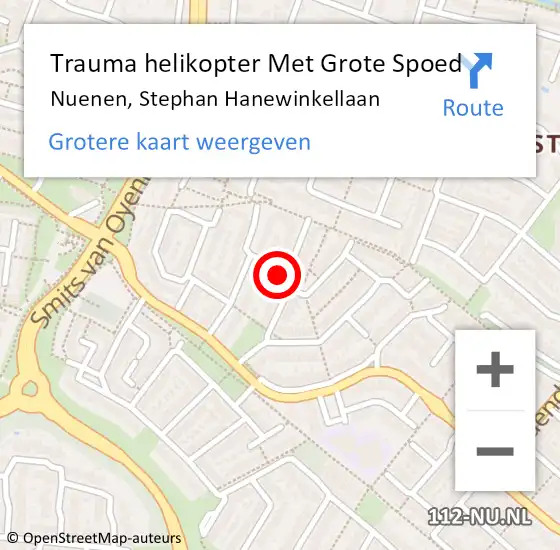 Locatie op kaart van de 112 melding: Trauma helikopter Met Grote Spoed Naar Nuenen, Stephan Hanewinkellaan op 15 juli 2023 16:28