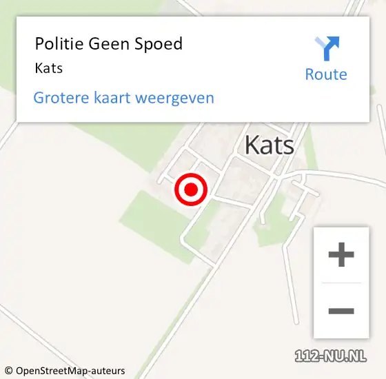 Locatie op kaart van de 112 melding: Politie Geen Spoed Naar Kats op 15 juli 2023 16:37