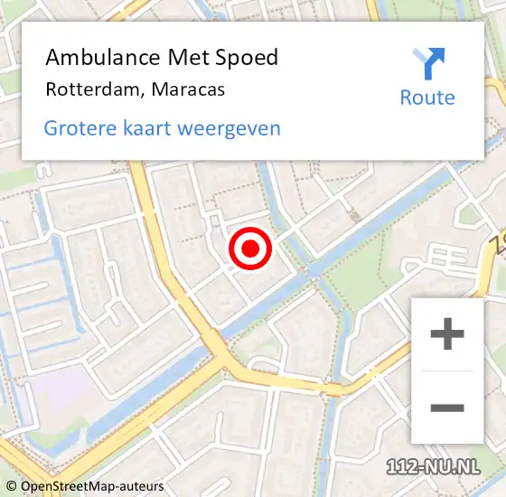 Locatie op kaart van de 112 melding: Ambulance Met Spoed Naar Rotterdam, Maracas op 15 juli 2023 16:41